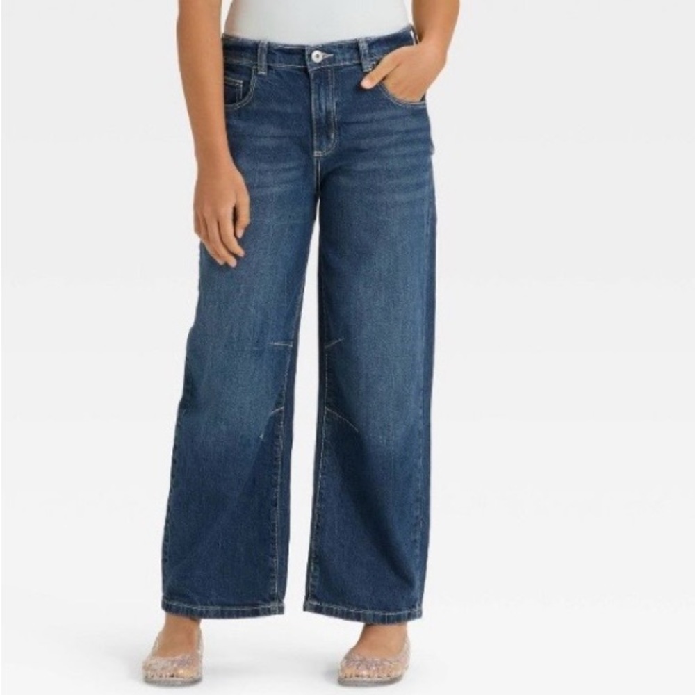 NWT Art Class Girl's Blue Barrel Jeans- Size 16 - Picture 1 of 11